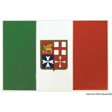 Bandiera autoadesiva italiana con stemma della marina mercantile (11x16 cm)