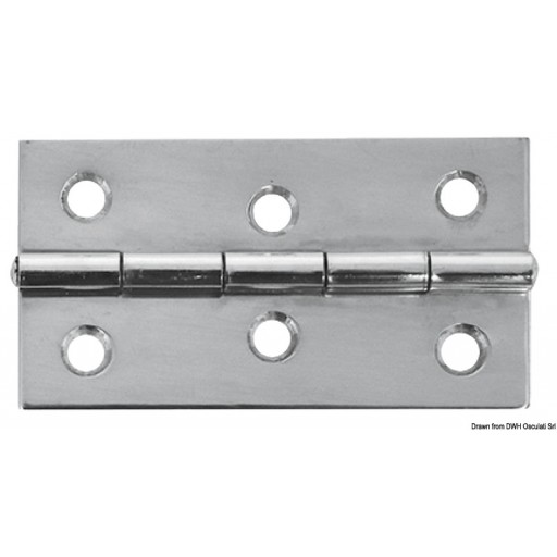 Cerniera in acciaio inox lucidate a sppecchio 75x40 mm, spessore 1,5 mm