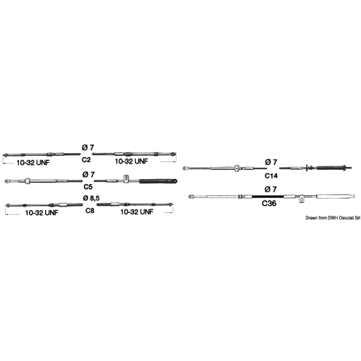 C2 Cavo telecomando timoniera ULTRAFLEX per tutti i motori entrobordo e fuoribordo Suzuki, Mariner, Yamaha, Tohatsu e Selva